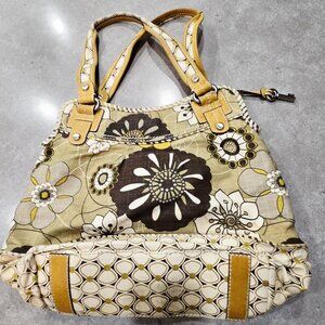 FOSSIL Key-Per Women's Canvas Floral Boho Shoulder Bag - Size Medium